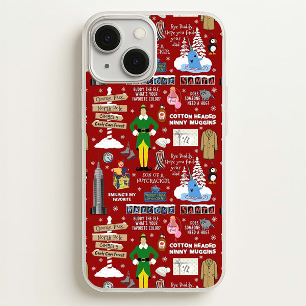 Red Elf Pattern - Elf Phone Case for iPhone 13 Mini