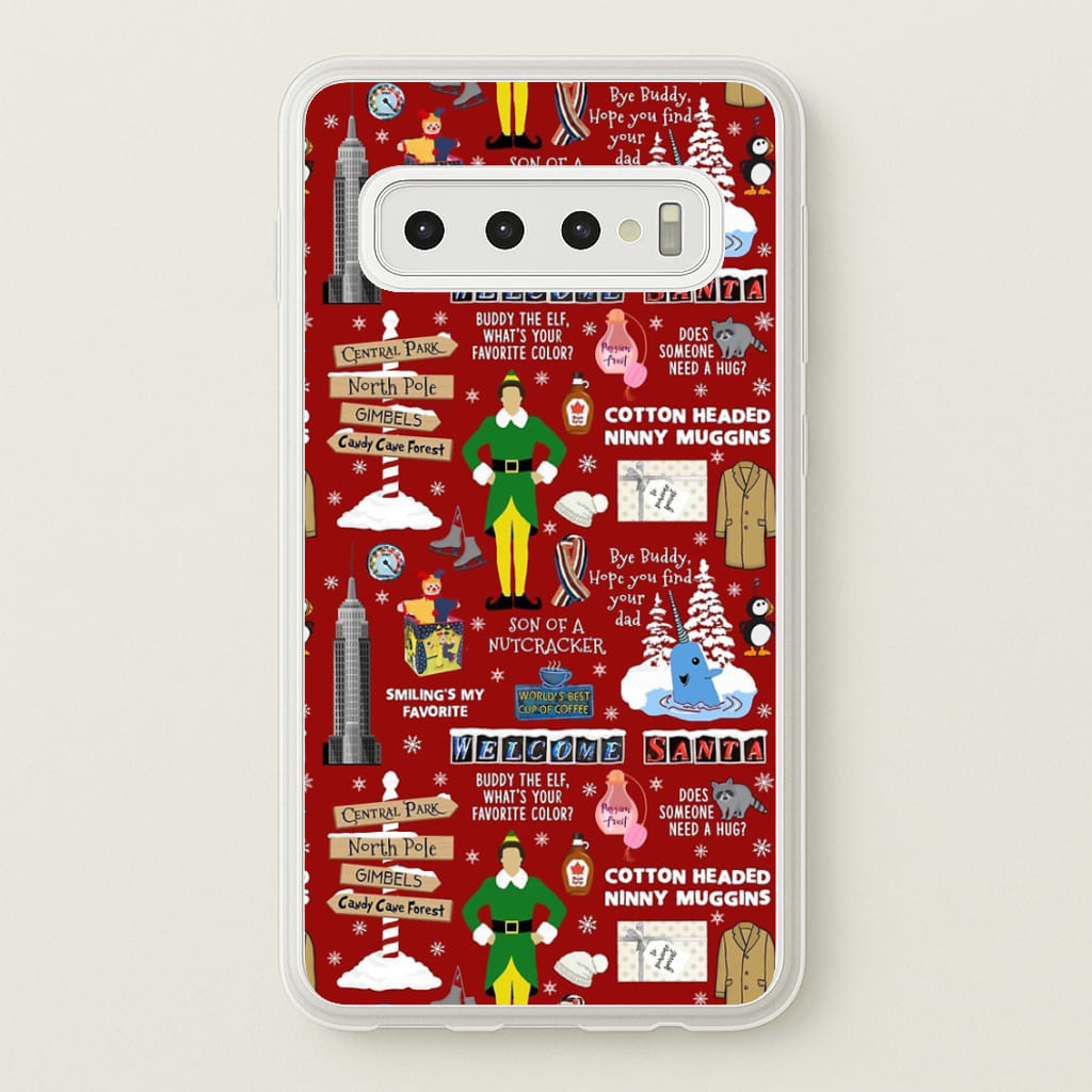Red Elf Pattern - Elf Phone Case for Galaxy S10 Plus