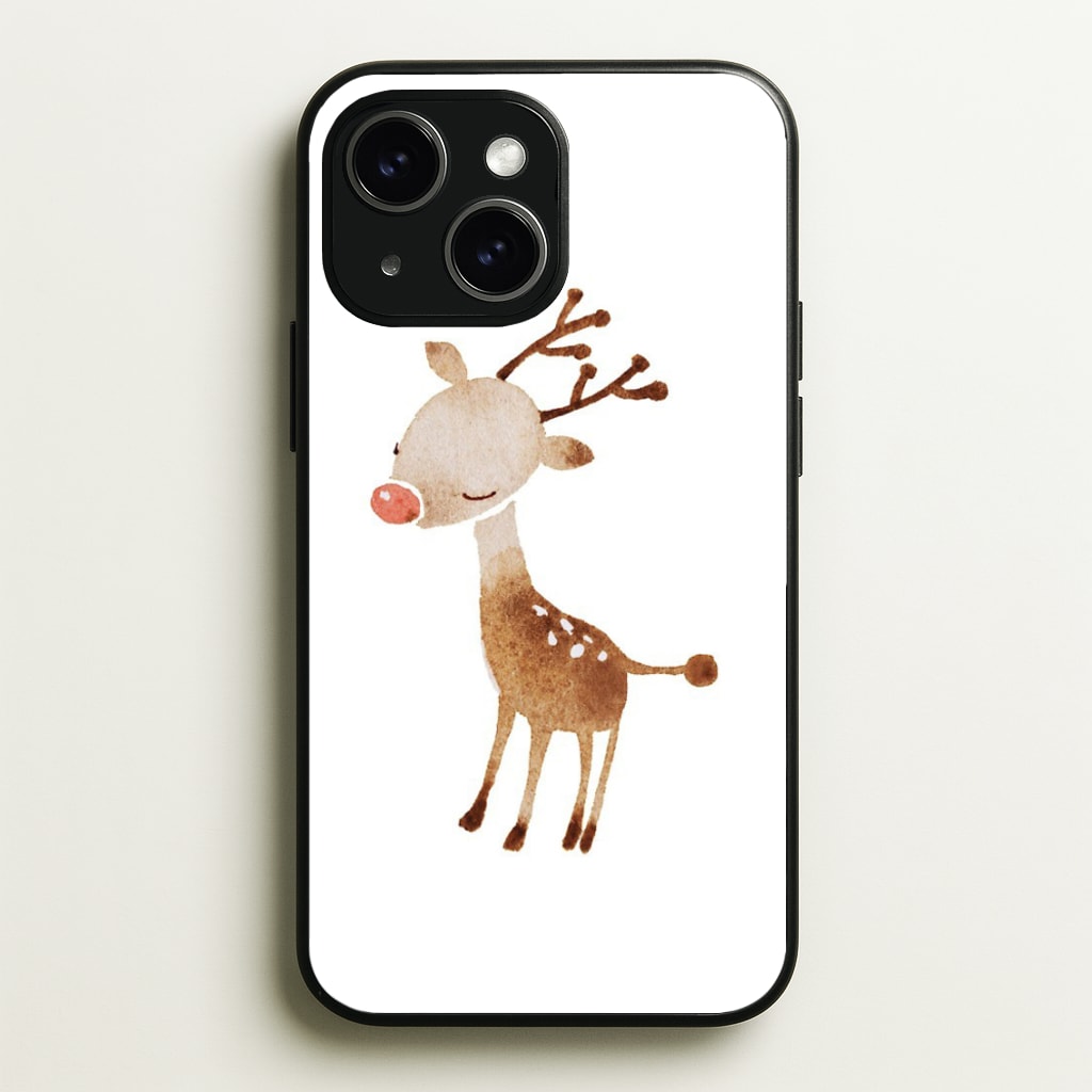 Watercolour Rudolph The Reindeer - Phone Case for iPhone 15
