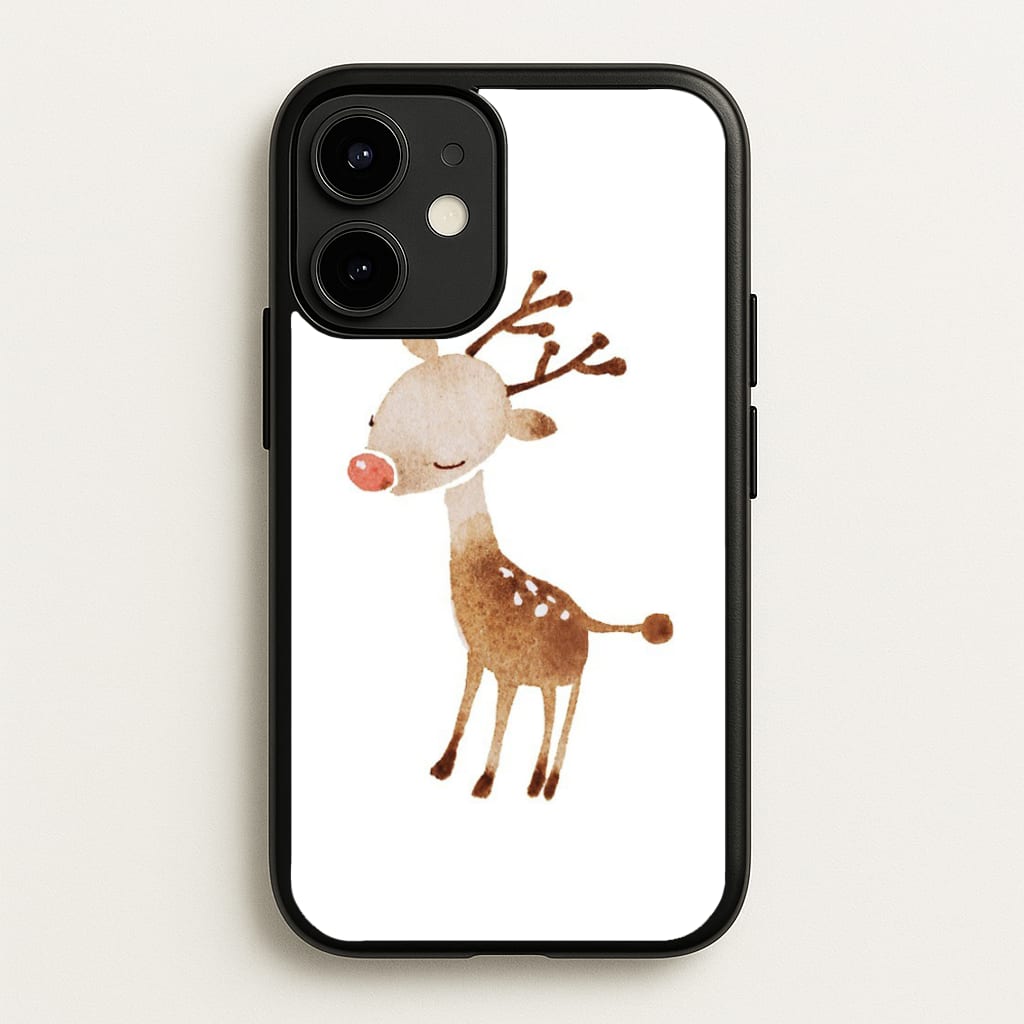 Watercolour Rudolph The Reindeer - Phone Case for iPhone 12 / 12 Pro