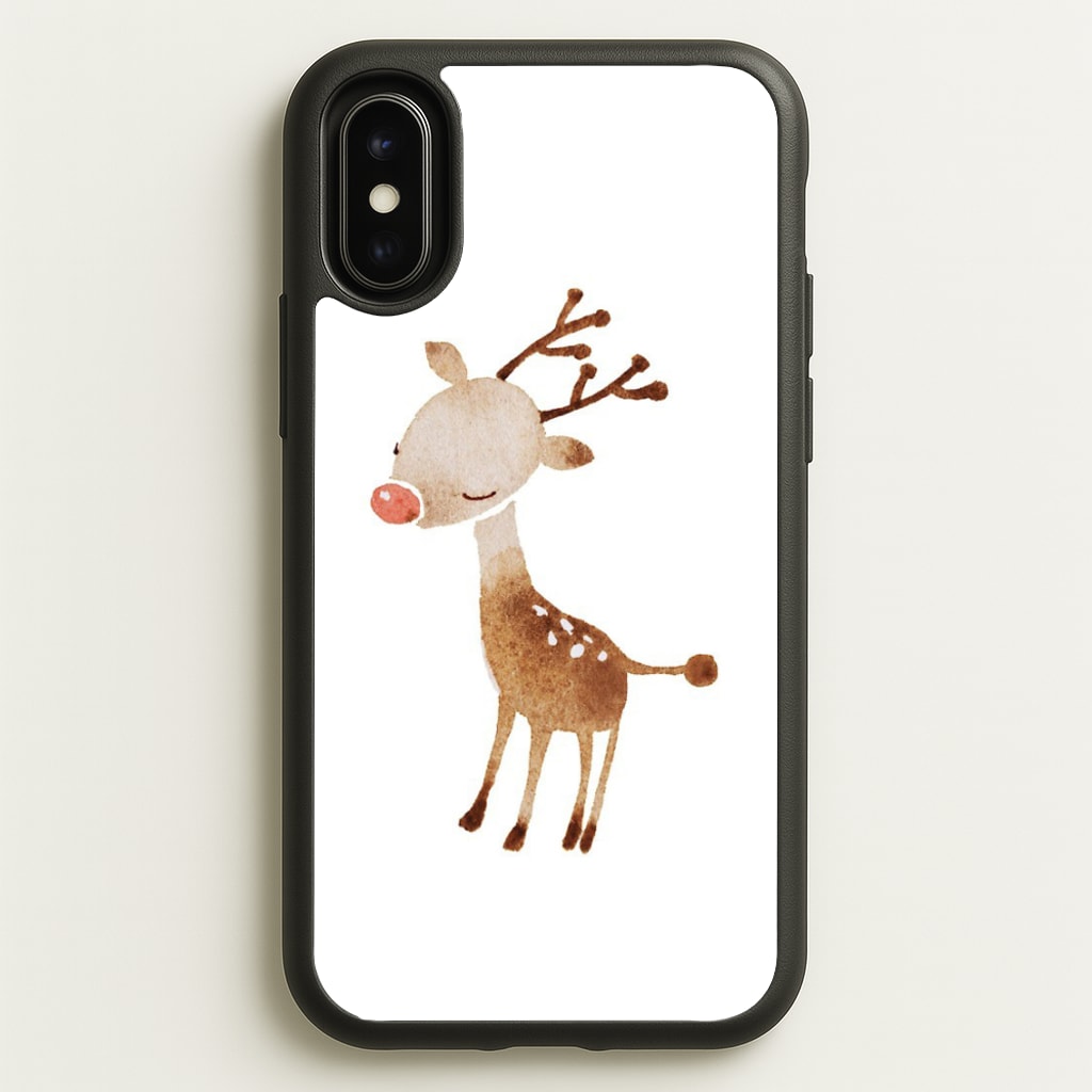 Watercolour Rudolph The Reindeer - Phone Case for iPhone X / XS