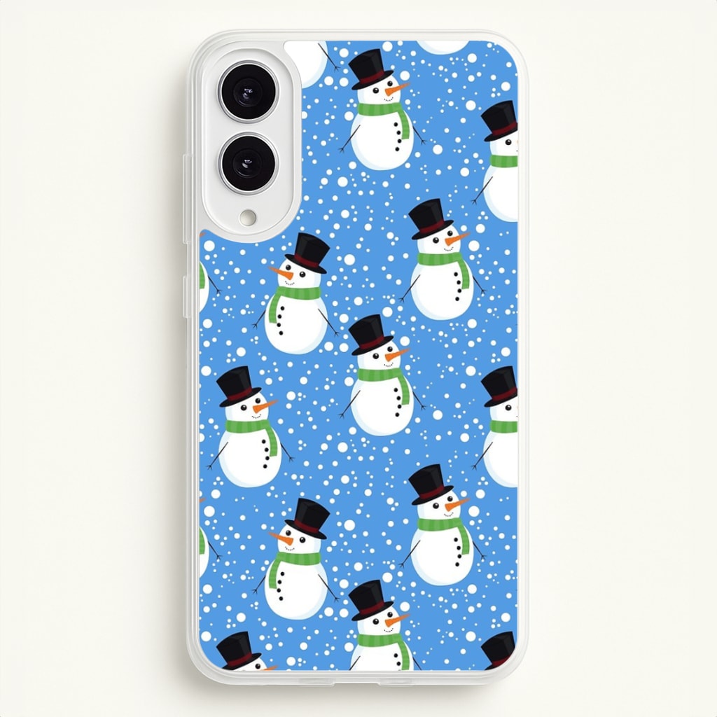 Blue Snowman Pattern - Phone Case for Galaxy S25 Edge