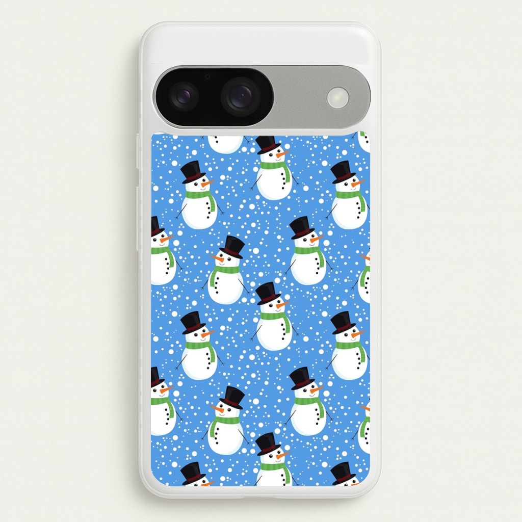 Blue Snowman Pattern - Phone Case for Google Pixel 9 / 9 Pro