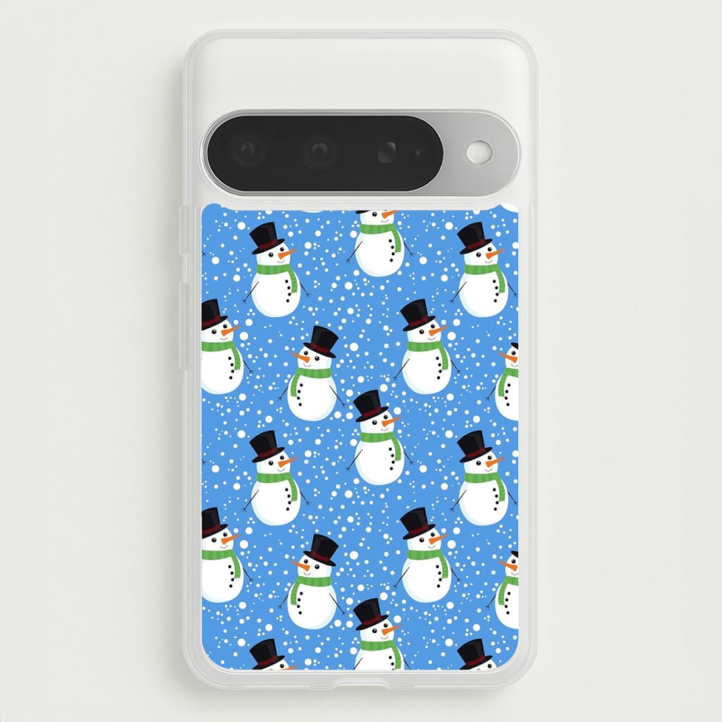 Blue Snowman Pattern Phone Case for Google Pixel 10 Pro XL