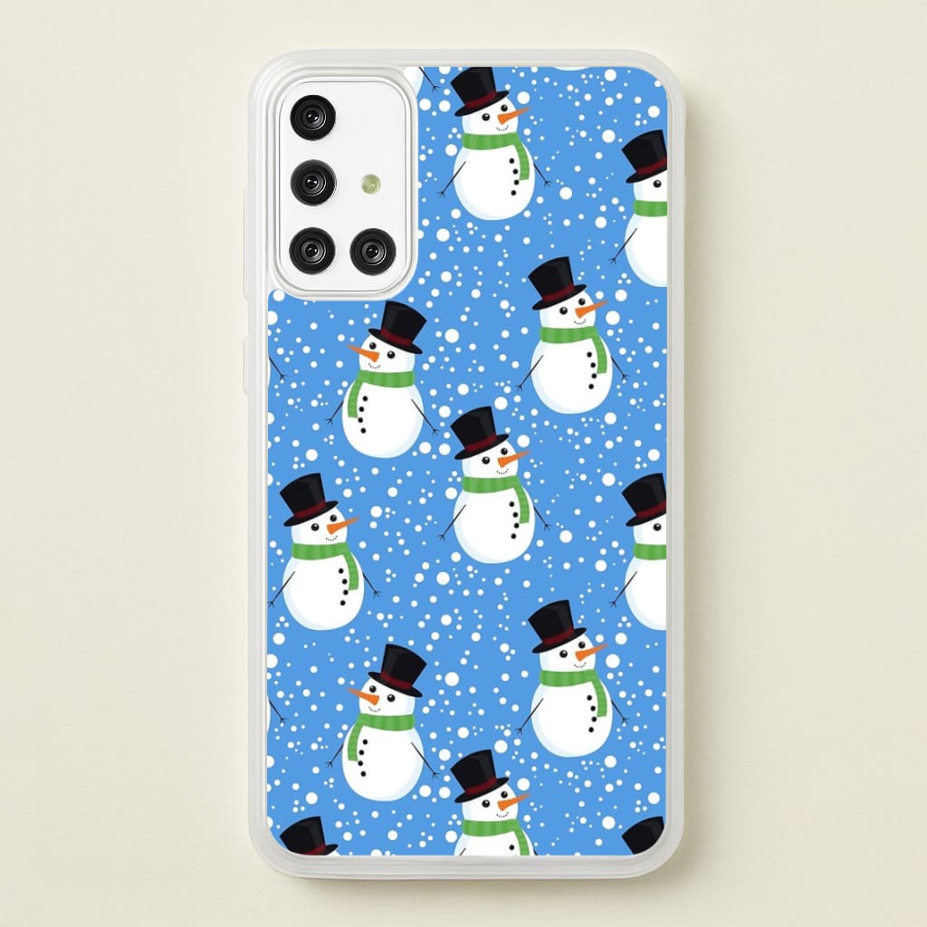 Blue Snowman Pattern - Phone Case for Galaxy A71
