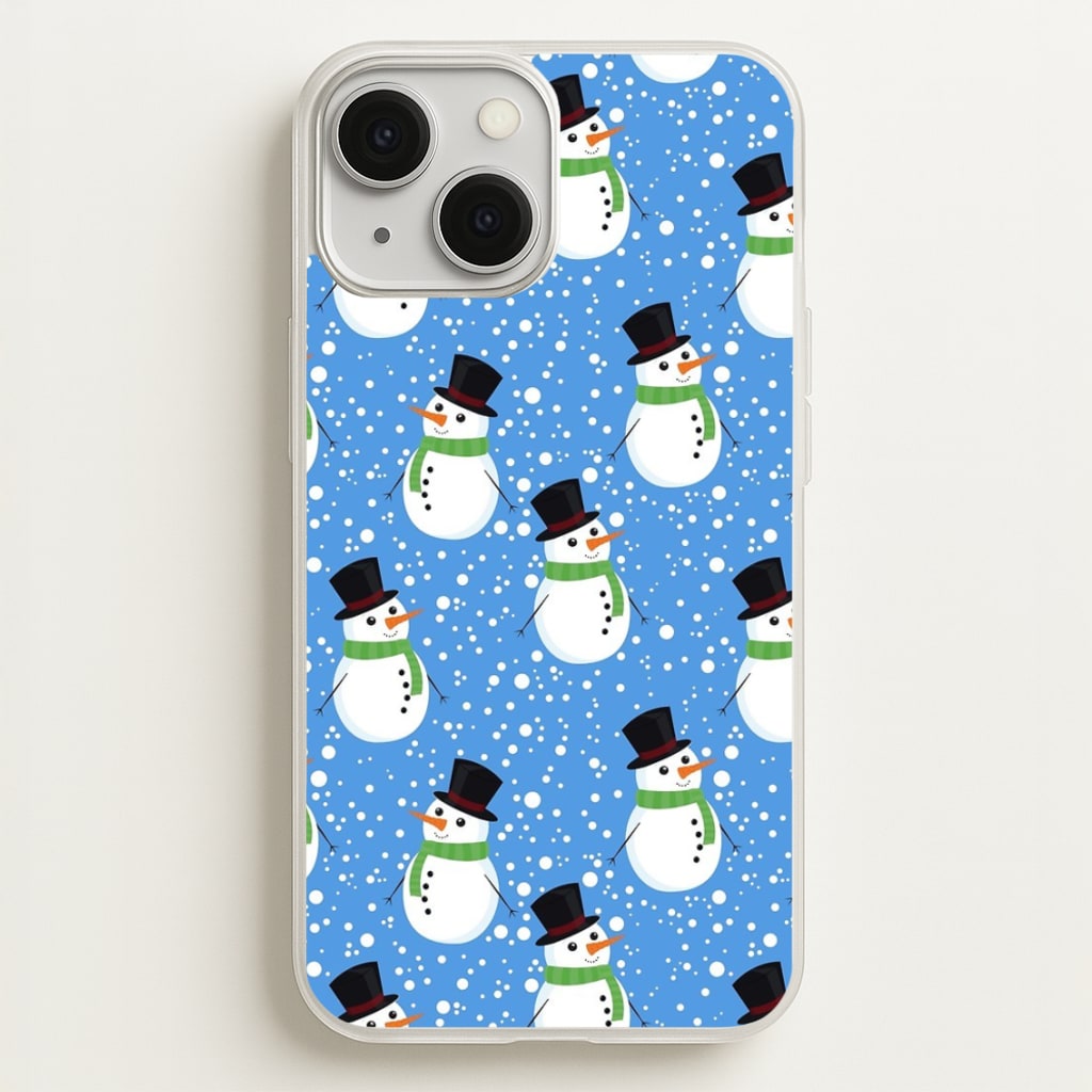 Blue Snowman Pattern - Phone Case for iPhone 13 Mini