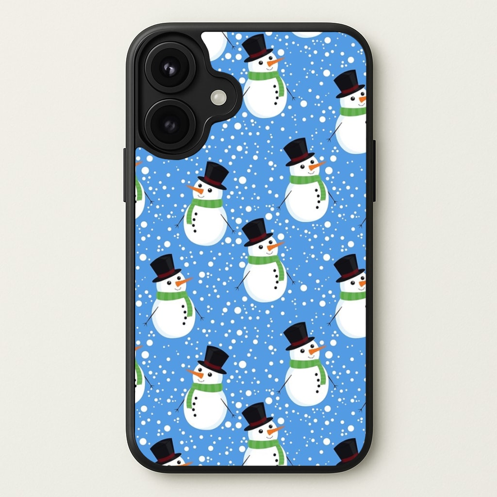 Blue Snowman Pattern Phone Case for iPhone 17