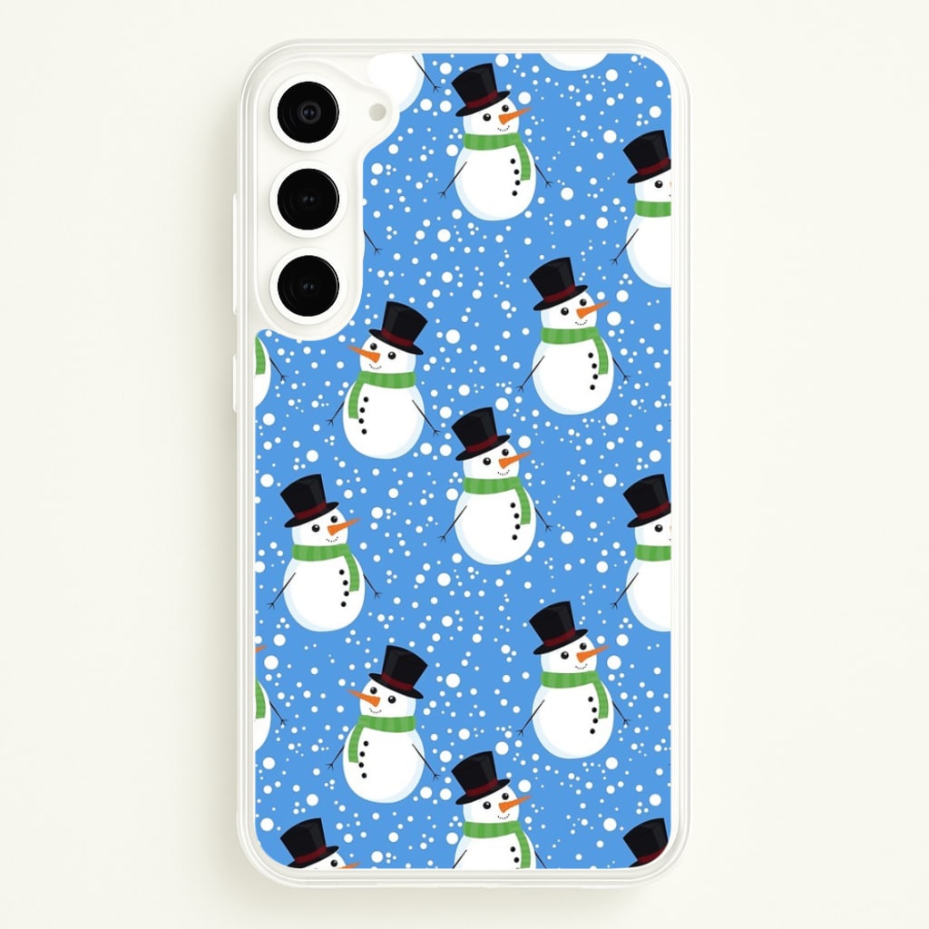 Blue Snowman Pattern - Phone Case for Galaxy S23