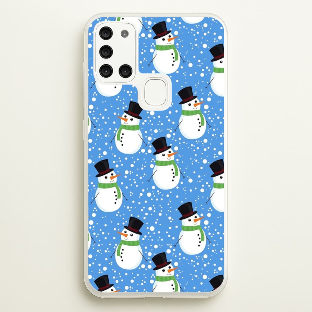 Blue Snowman Pattern - Phone Case for Galaxy A21s