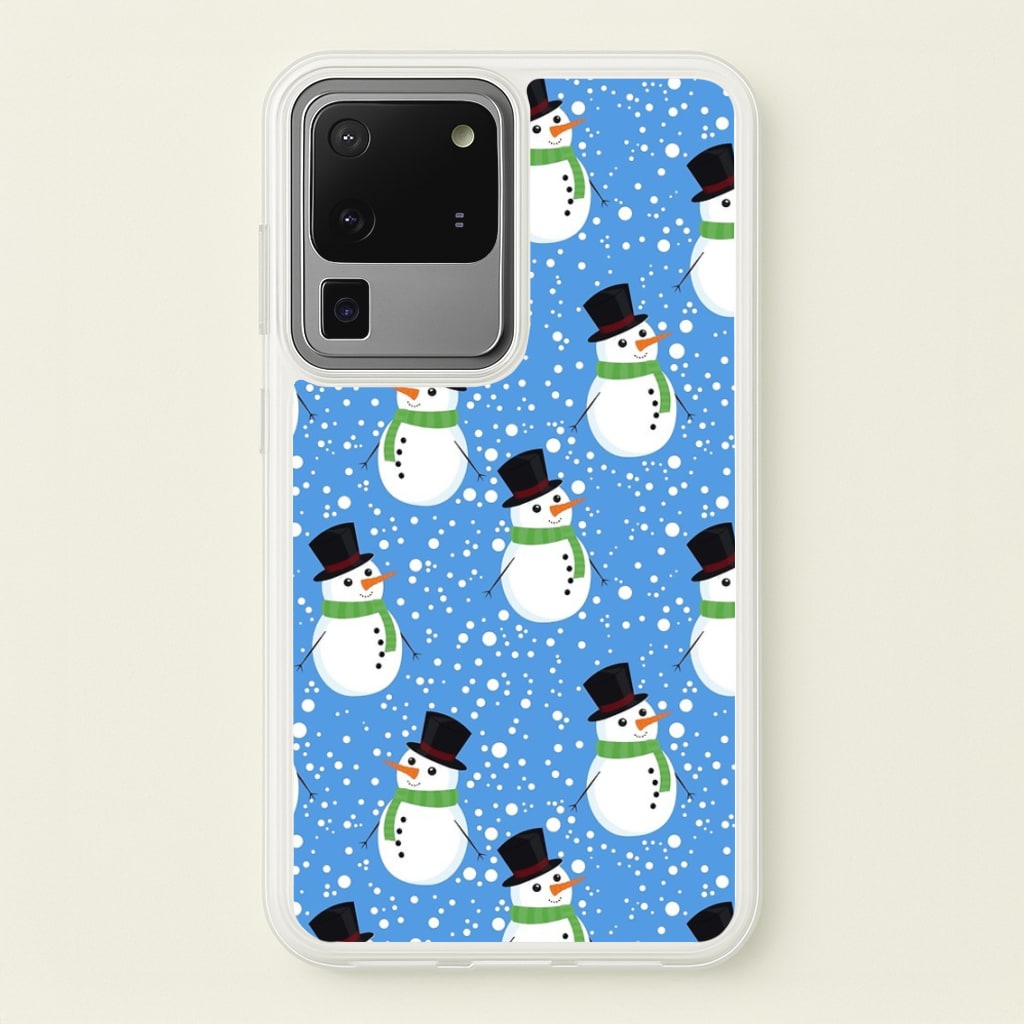 Blue Snowman Pattern - Phone Case for Galaxy S20 Ultra