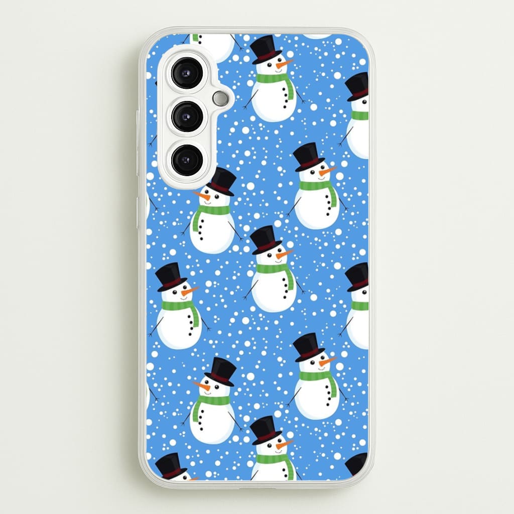 Blue Snowman Pattern - Phone Case for Galaxy A14