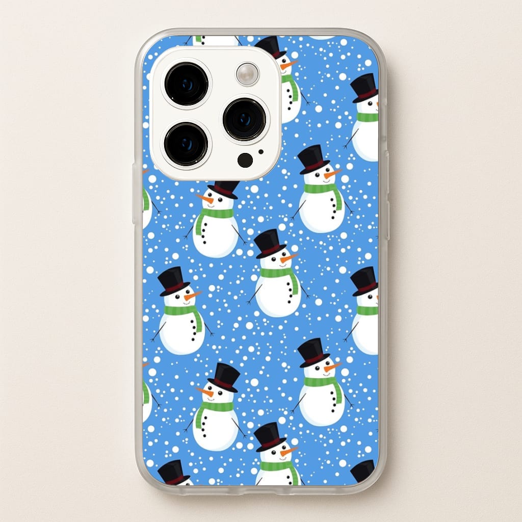 Blue Snowman Pattern - Phone Case for iPhone 15 Pro