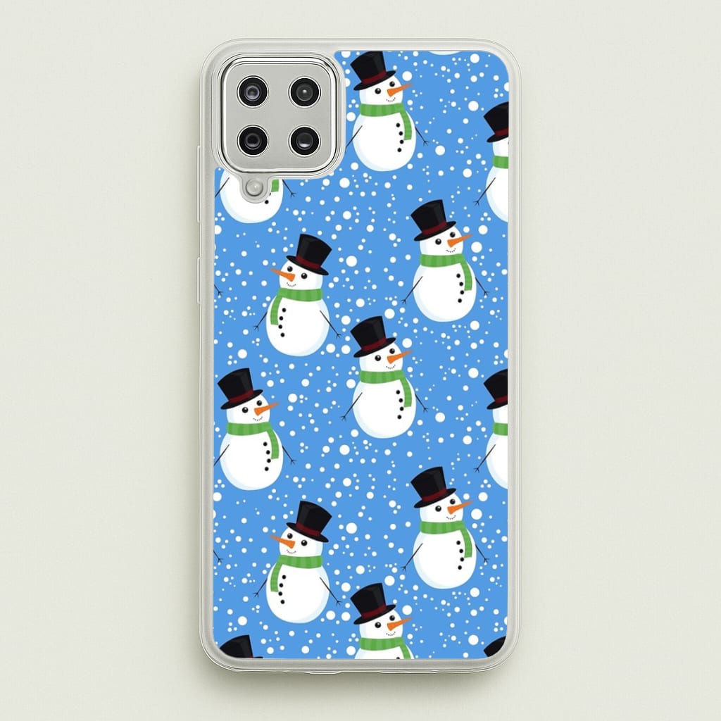 Blue Snowman Pattern - Phone Case for Galaxy A12