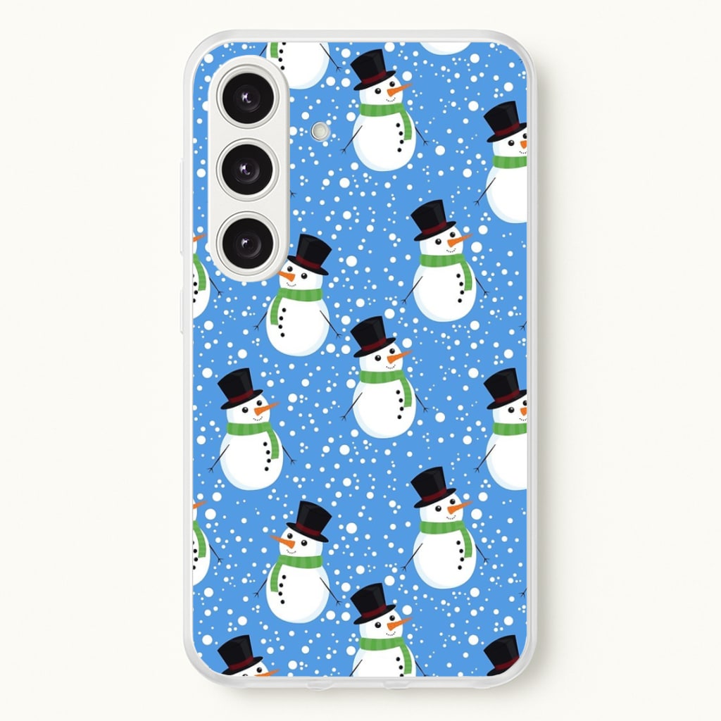Blue Snowman Pattern - Phone Case for Galaxy S24