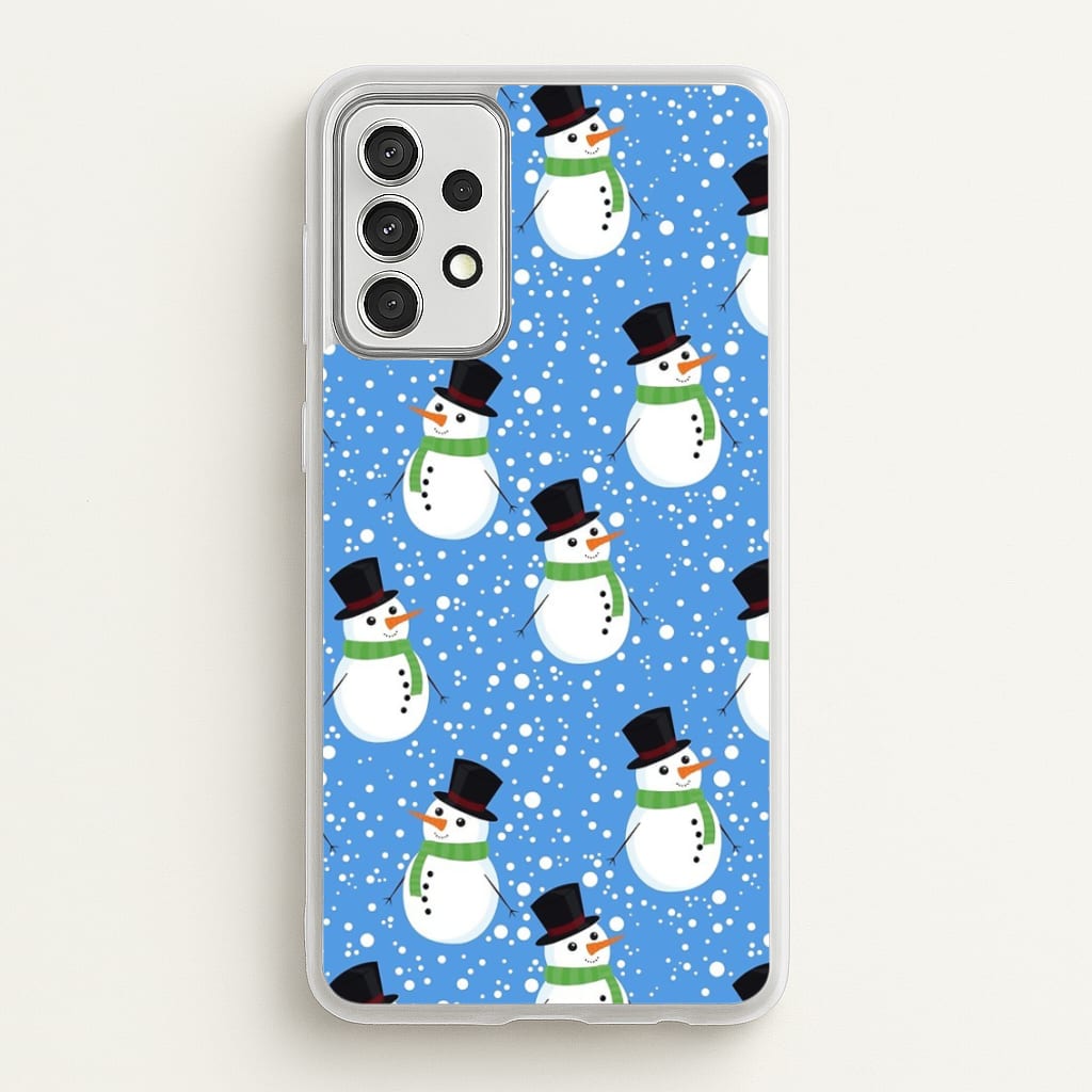Blue Snowman Pattern - Phone Case for Galaxy A52 / A52s