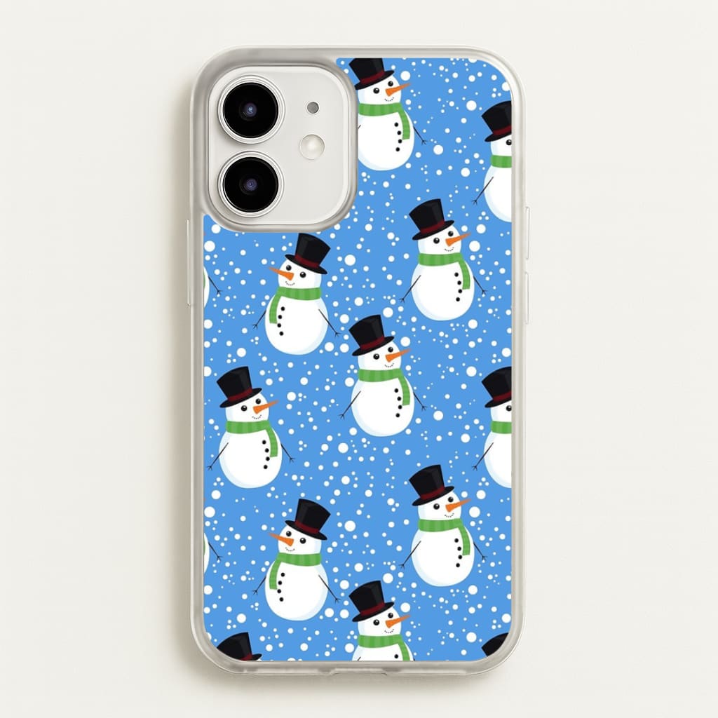 Blue Snowman Pattern - Phone Case for iPhone 12 Mini
