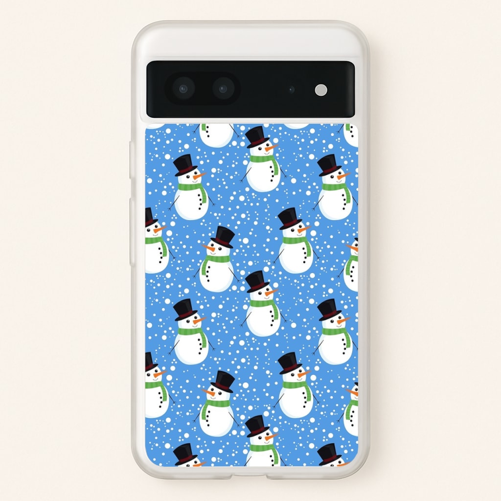 Blue Snowman Pattern - Phone Case for Google Pixel 7