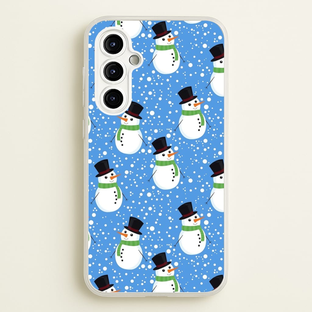 Blue Snowman Pattern - Phone Case for Galaxy A54