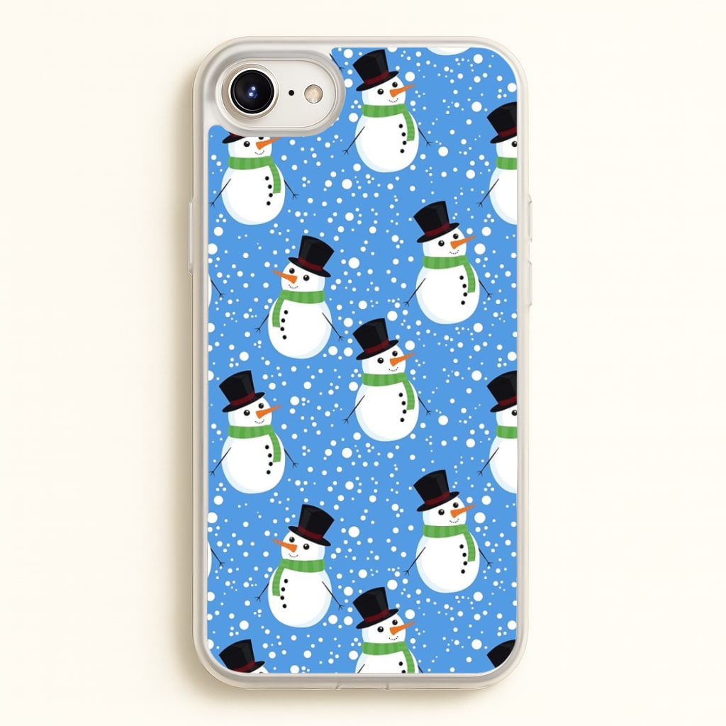 Blue Snowman Pattern - Phone Case for iPhone 6 Plus / 7 Plus / 8 Plus