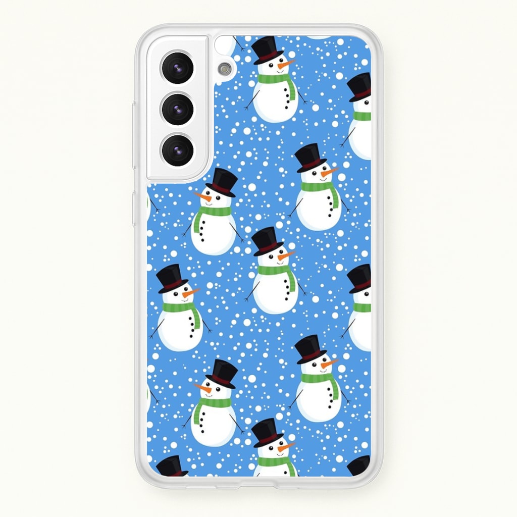 Blue Snowman Pattern - Phone Case for Galaxy S21FE
