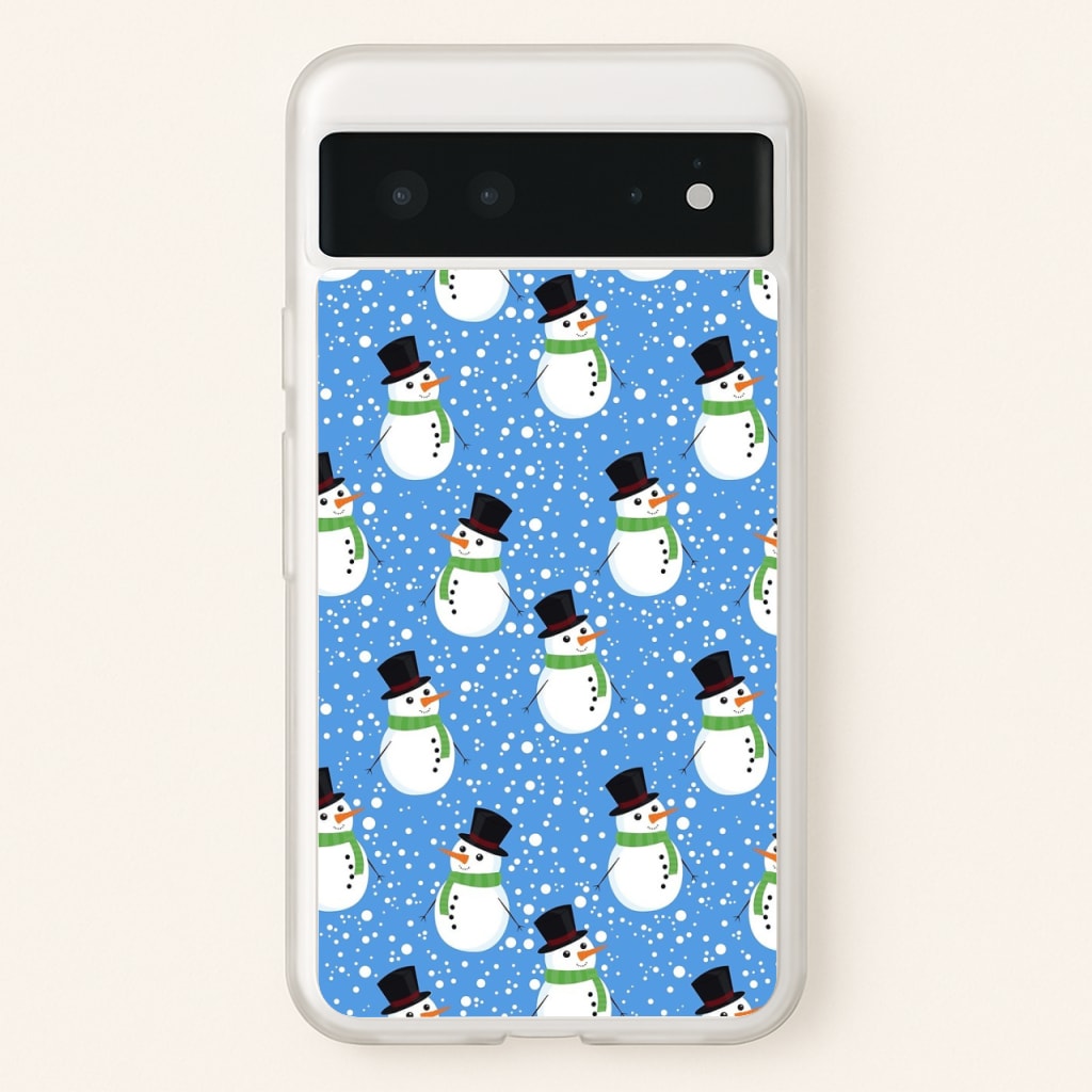 Blue Snowman Pattern - Phone Case for Google Pixel 6
