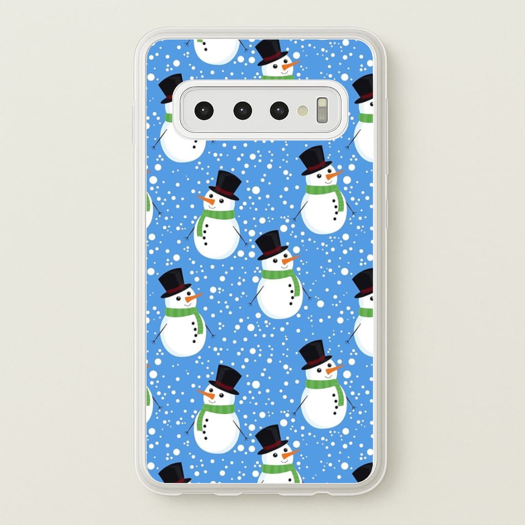 Blue Snowman Pattern - Phone Case for Galaxy S10
