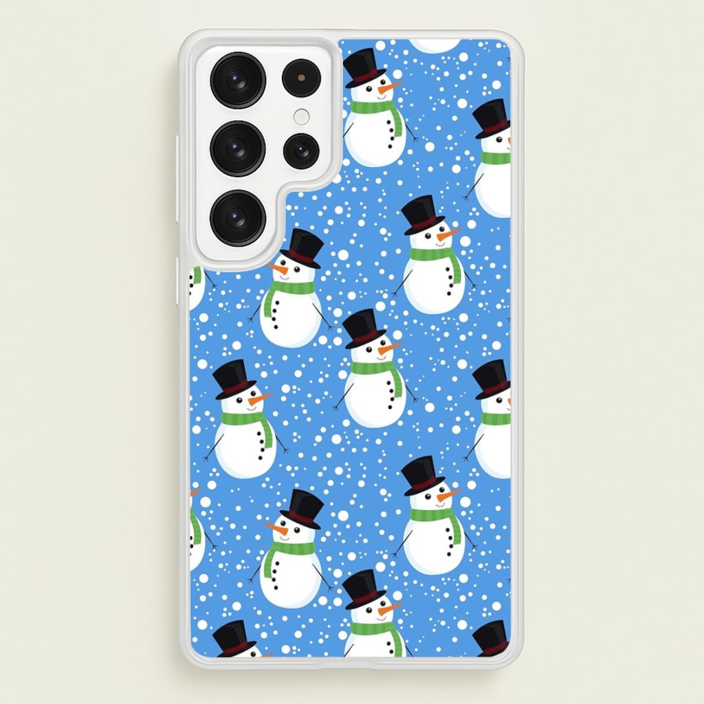 Blue Snowman Pattern - Phone Case for Galaxy S22 Ultra