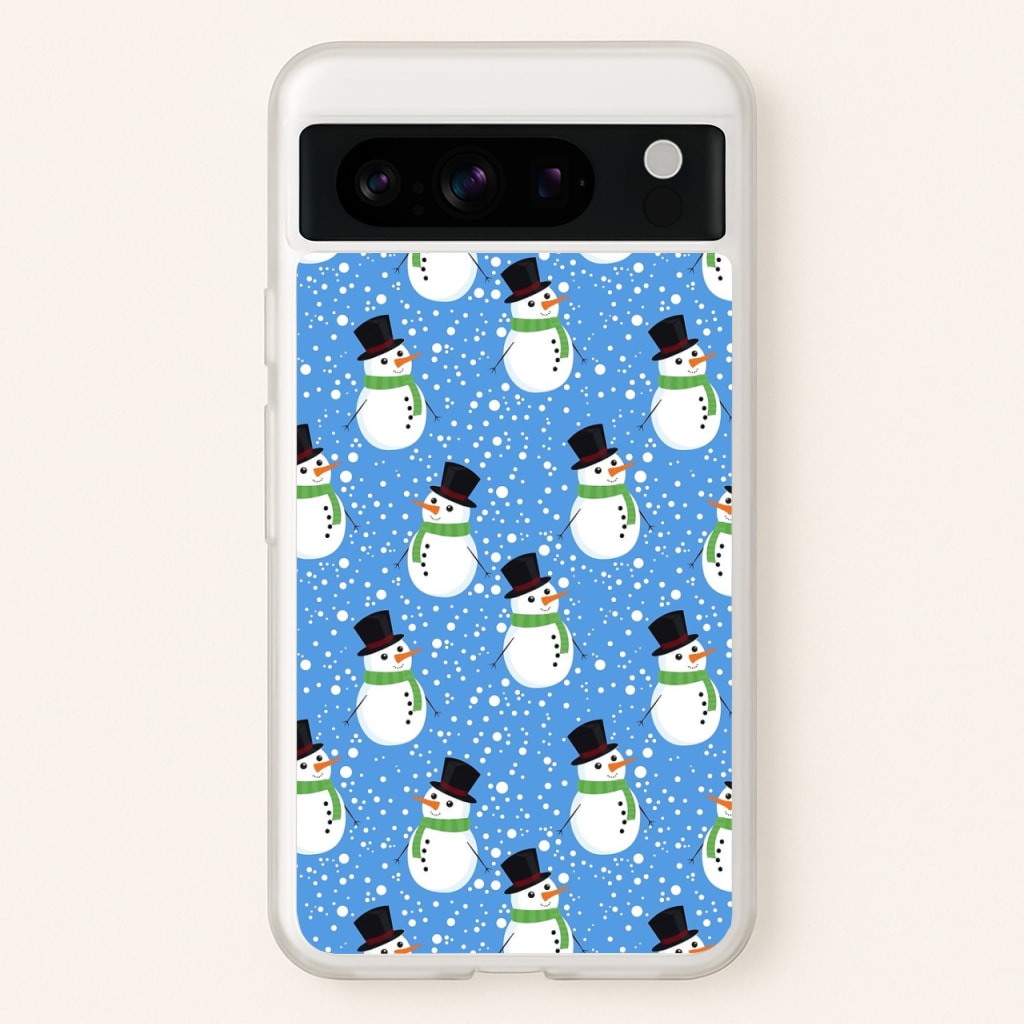 Blue Snowman Pattern - Phone Case for Google Pixel 8 Pro