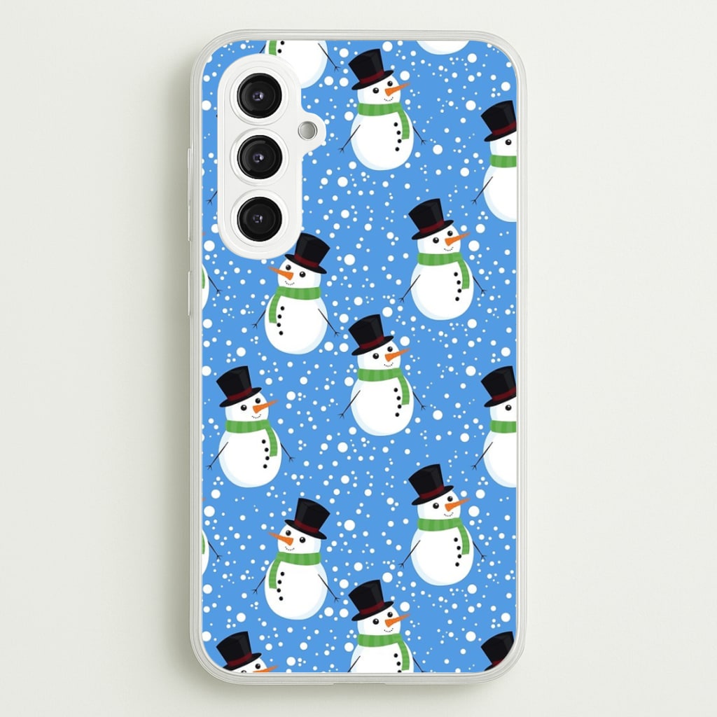 Blue Snowman Pattern - Phone Case for Galaxy S23FE