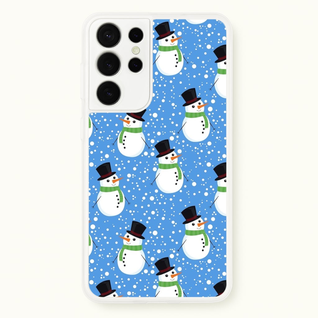 Blue Snowman Pattern - Phone Case for Galaxy S21 Ultra