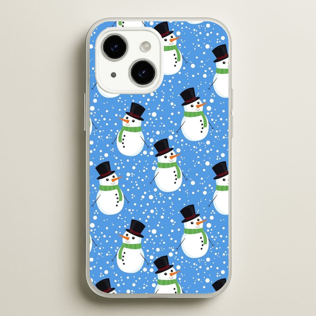 Blue Snowman Pattern - Phone Case for iPhone 15 Plus