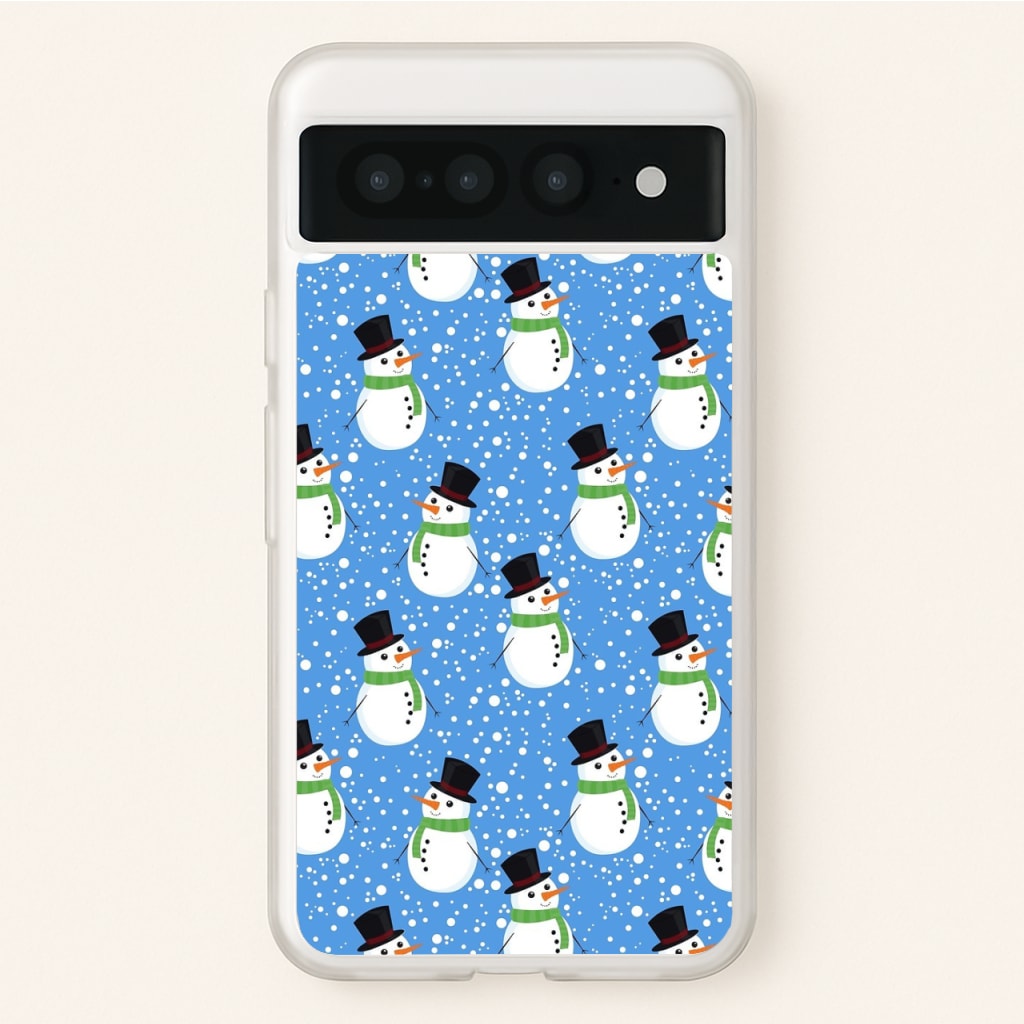 Blue Snowman Pattern - Phone Case for Google Pixel 7 Pro