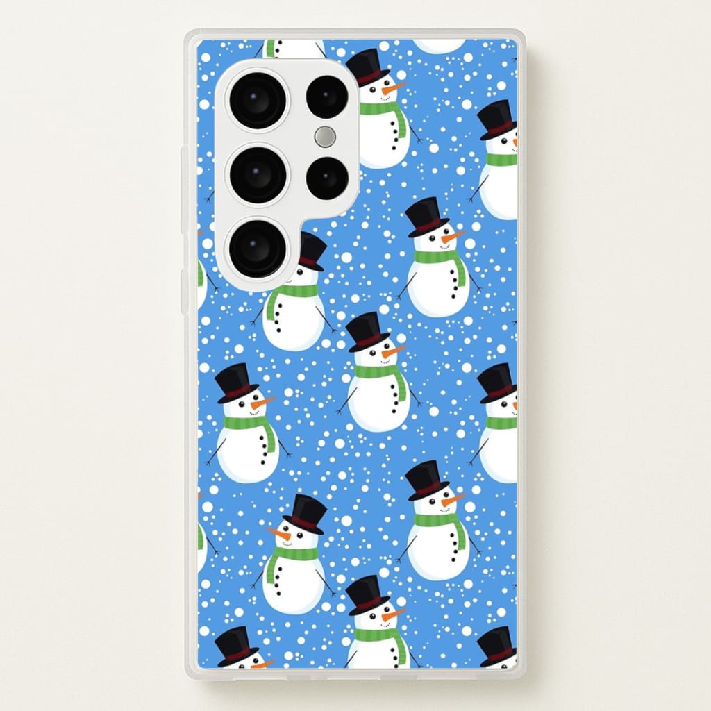 Blue Snowman Pattern - Phone Case for Galaxy S24 Ultra