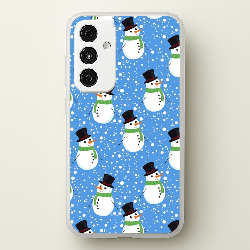 Blue Snowman Pattern - Phone Case for Galaxy A55