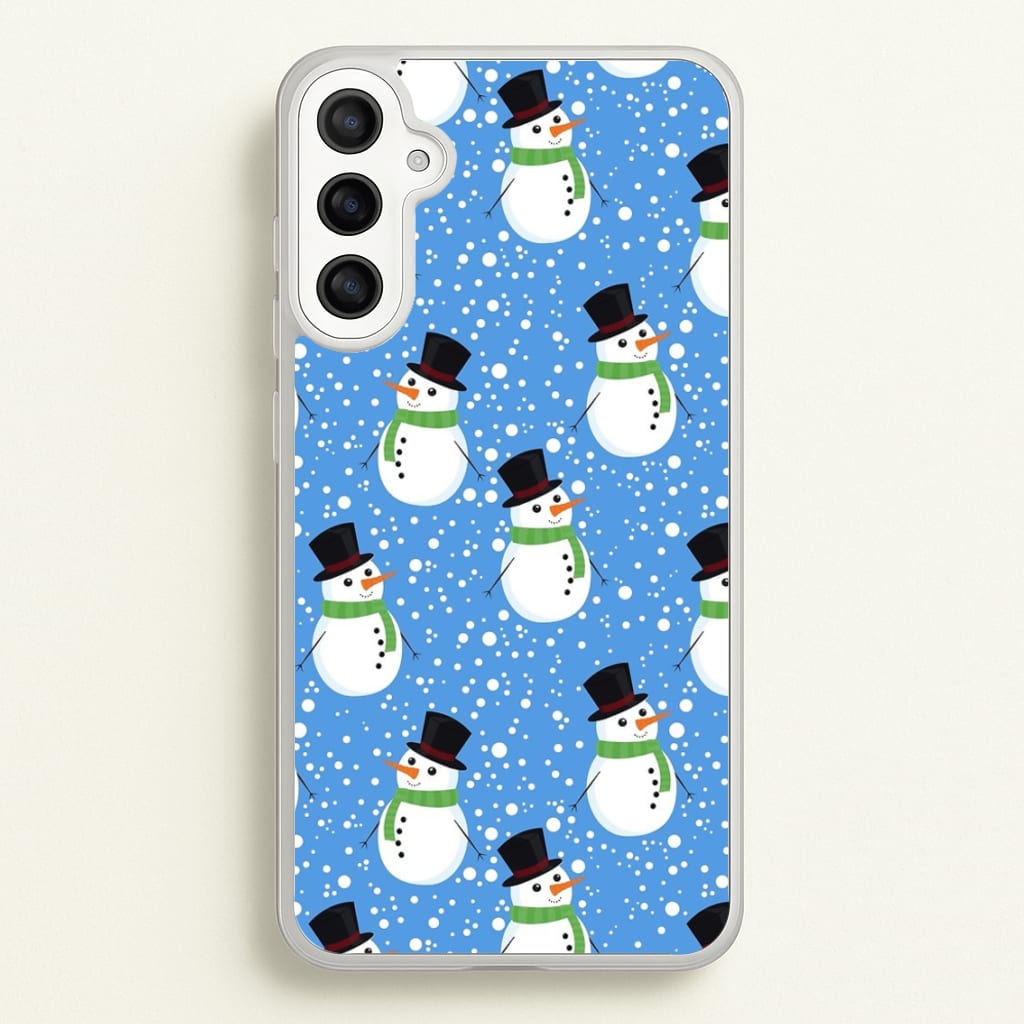 Blue Snowman Pattern - Phone Case for Galaxy A34