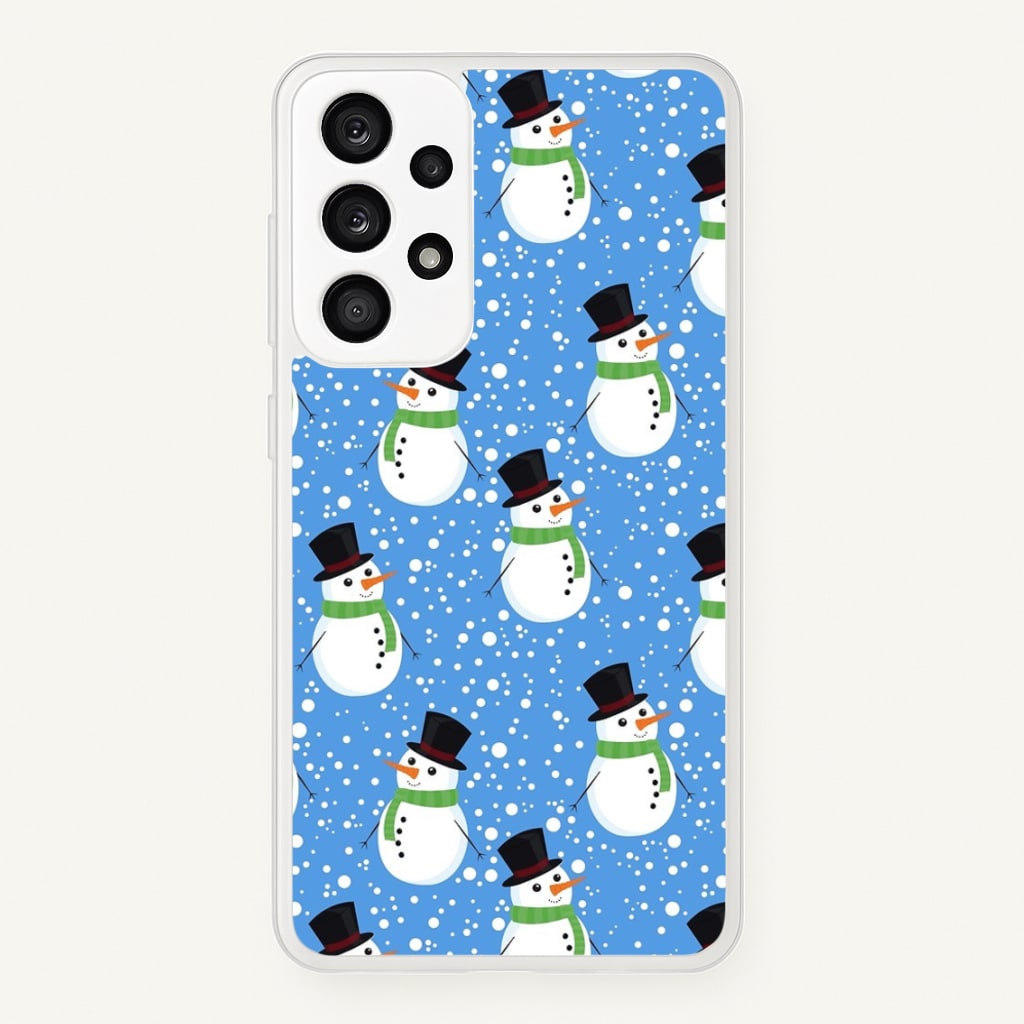Blue Snowman Pattern - Phone Case for Galaxy A53