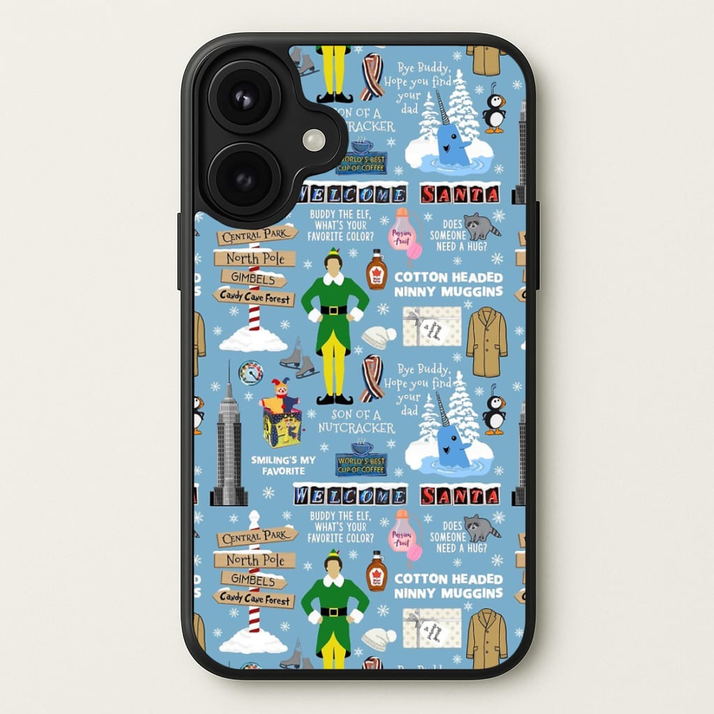 Blue Buddy The Elf Pattern Phone Case for iPhone 17