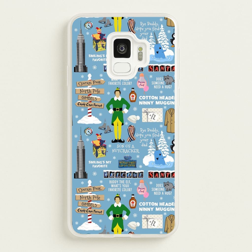 Blue Buddy The Elf Pattern - Elf Phone Case for Galaxy S9