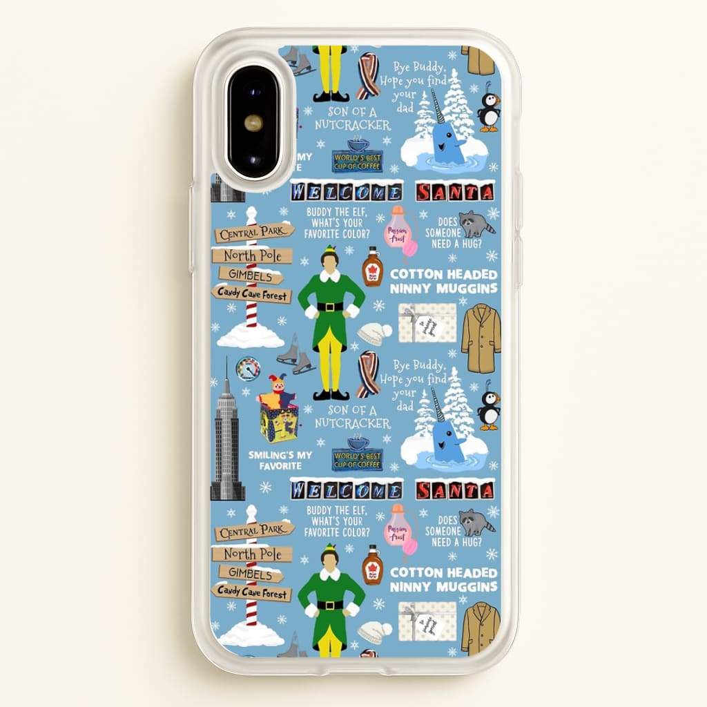 Blue Buddy The Elf Pattern - Elf Phone Case for iPhone X / XS