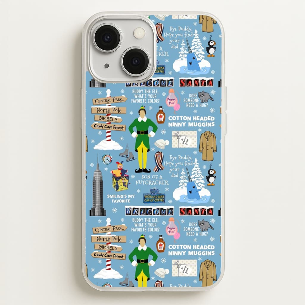 Blue Buddy The Elf Pattern - Elf Phone Case for iPhone 13 Mini