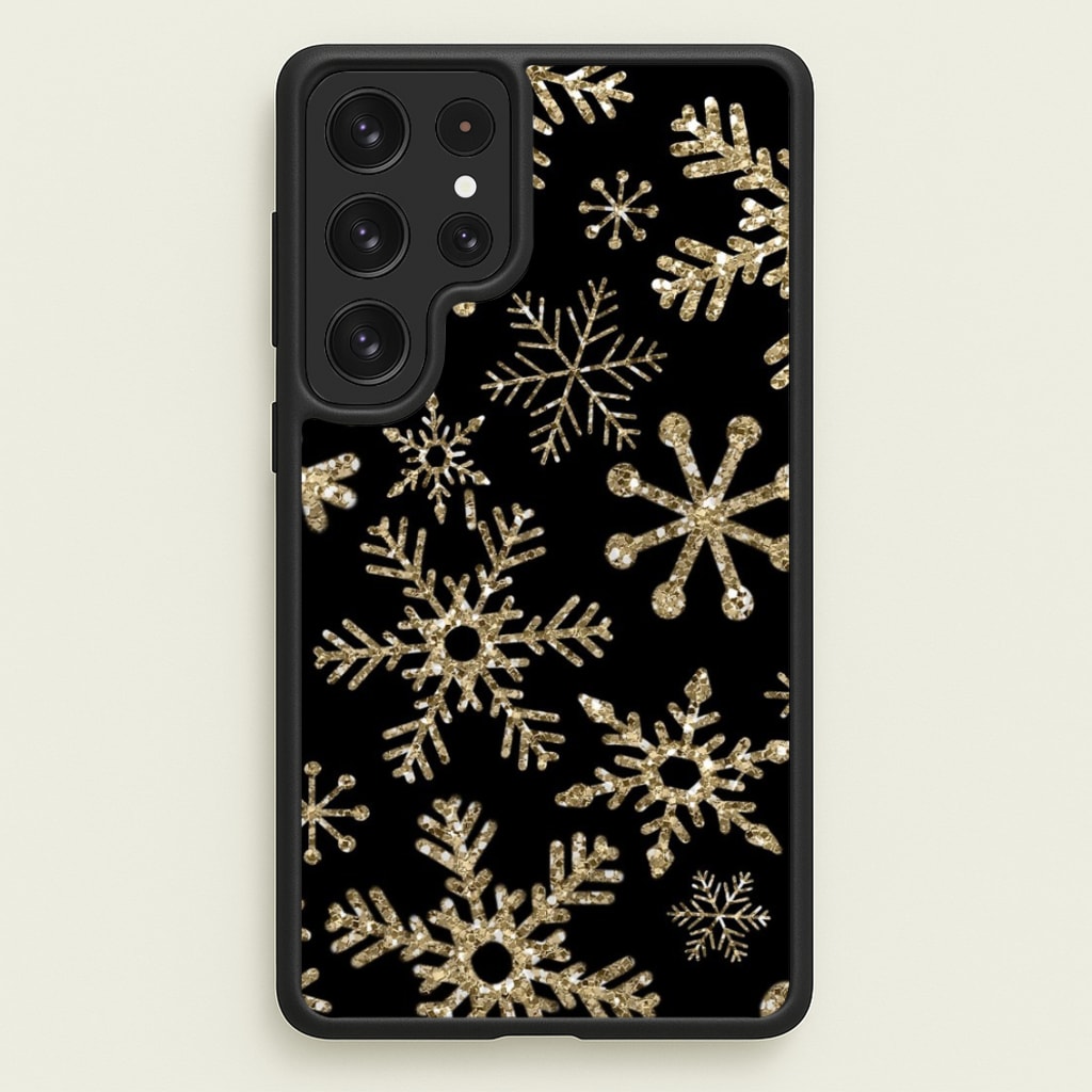 Gold Snowflake Pattern - Phone Case for Galaxy S22 Ultra