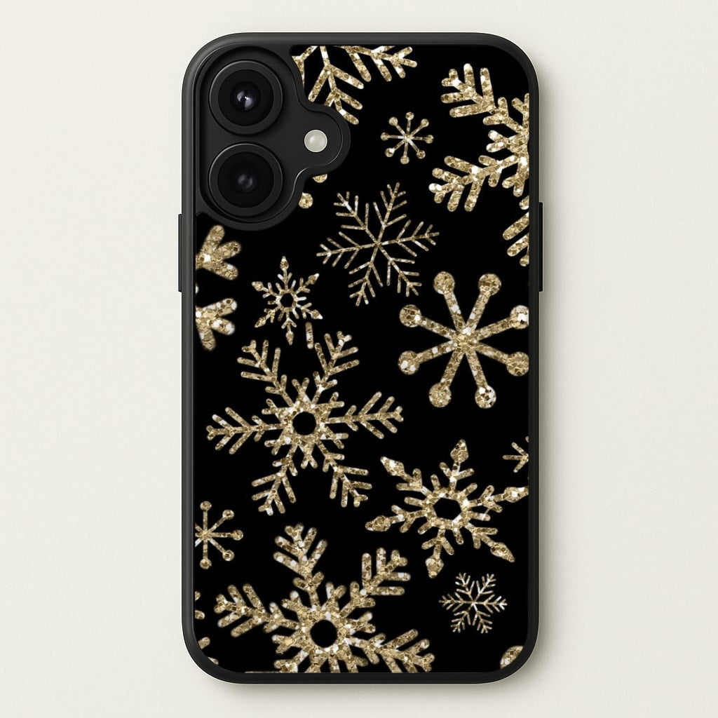 Gold Snowflake Pattern Phone Case for iPhone 17