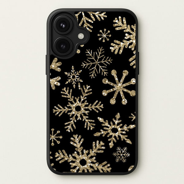 Gold Snowflake Pattern Phone Case for iPhone 17