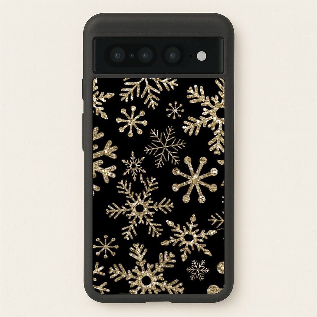 Gold Snowflake Pattern - Phone Case for Google Pixel 7 Pro