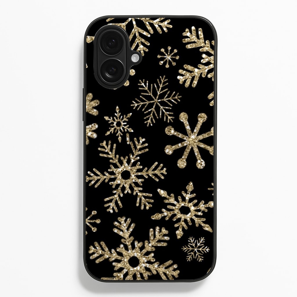 Gold Snowflake Pattern - Phone Case for iPhone 16 Plus