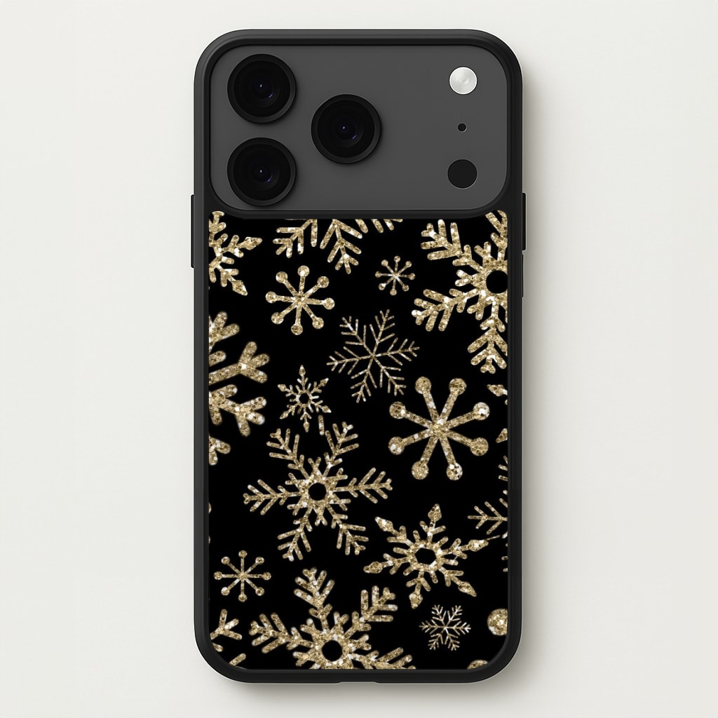 Gold Snowflake Pattern Phone Case for iPhone 17 Pro Max