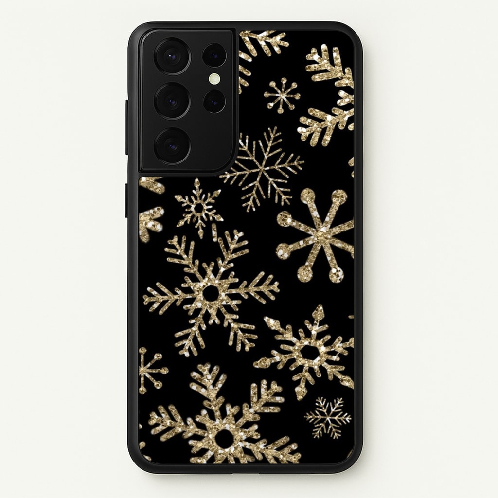 Gold Snowflake Pattern - Phone Case for Galaxy S21 Ultra