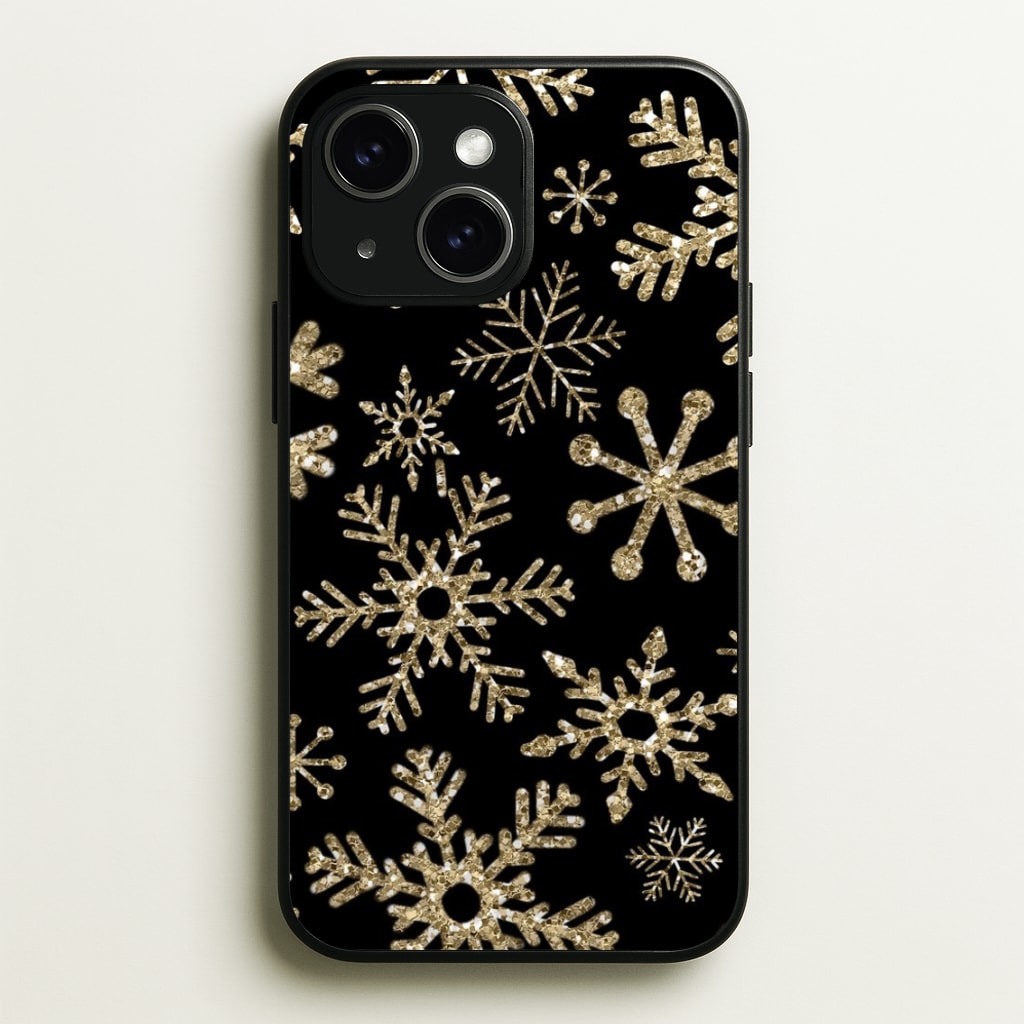 Gold Snowflake Pattern - Phone Case for iPhone 15 Plus
