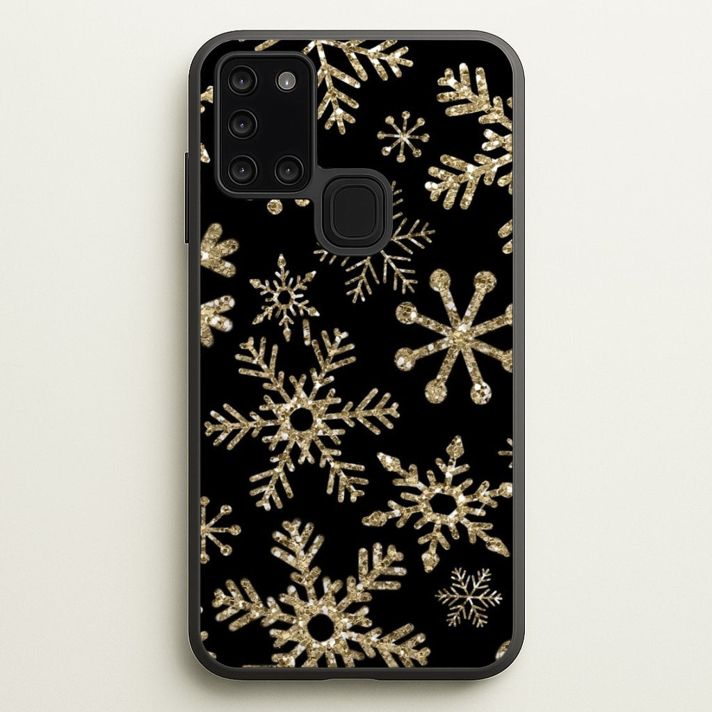 Gold Snowflake Pattern - Phone Case for Galaxy A21s