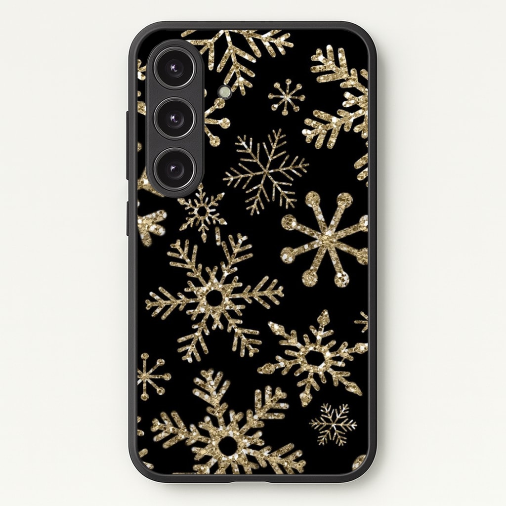 Gold Snowflake Pattern - Phone Case for Galaxy S25